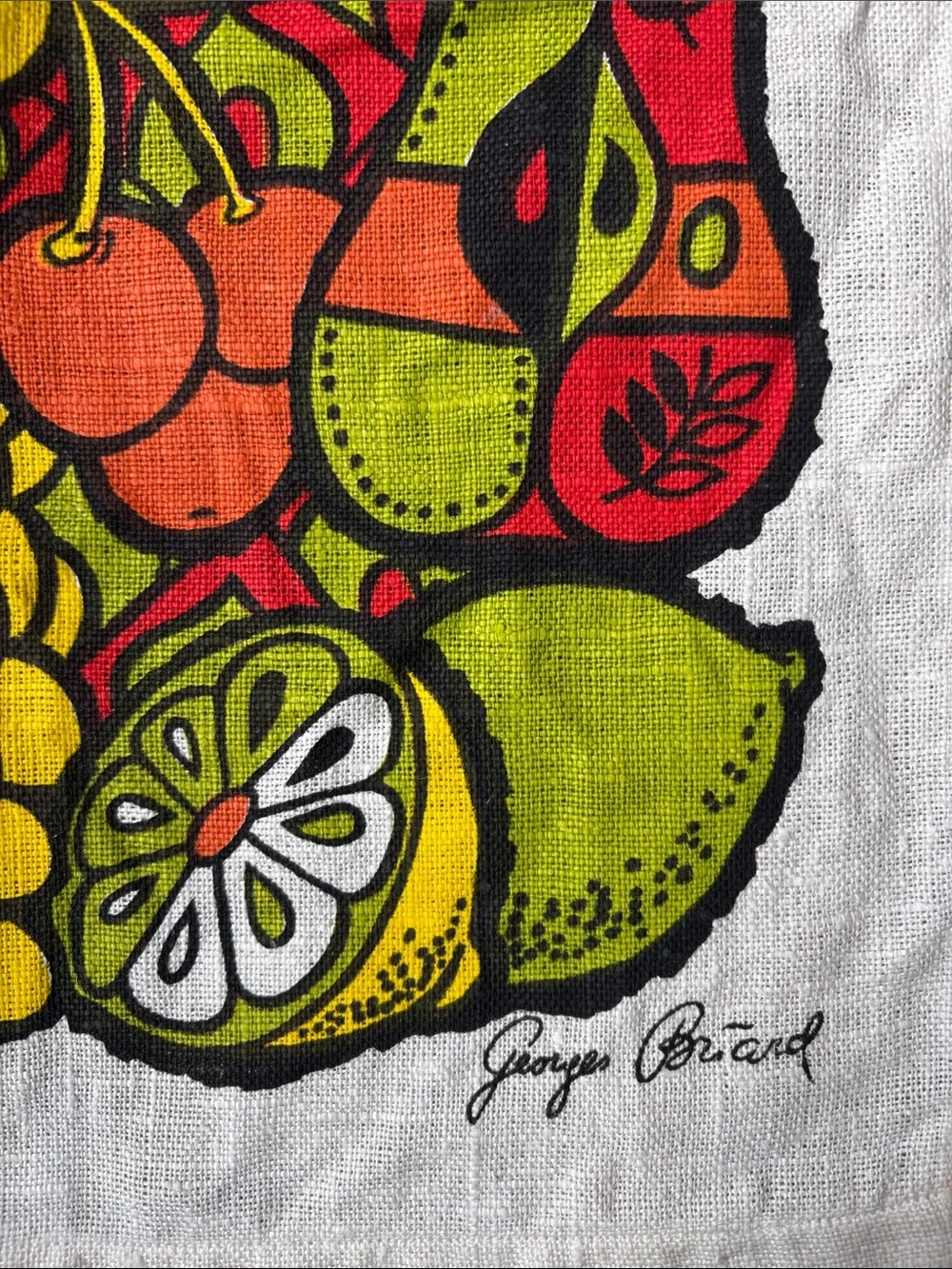 Vintage-Style Fruit Print Wall Tapestry - Yellow, Red, Green